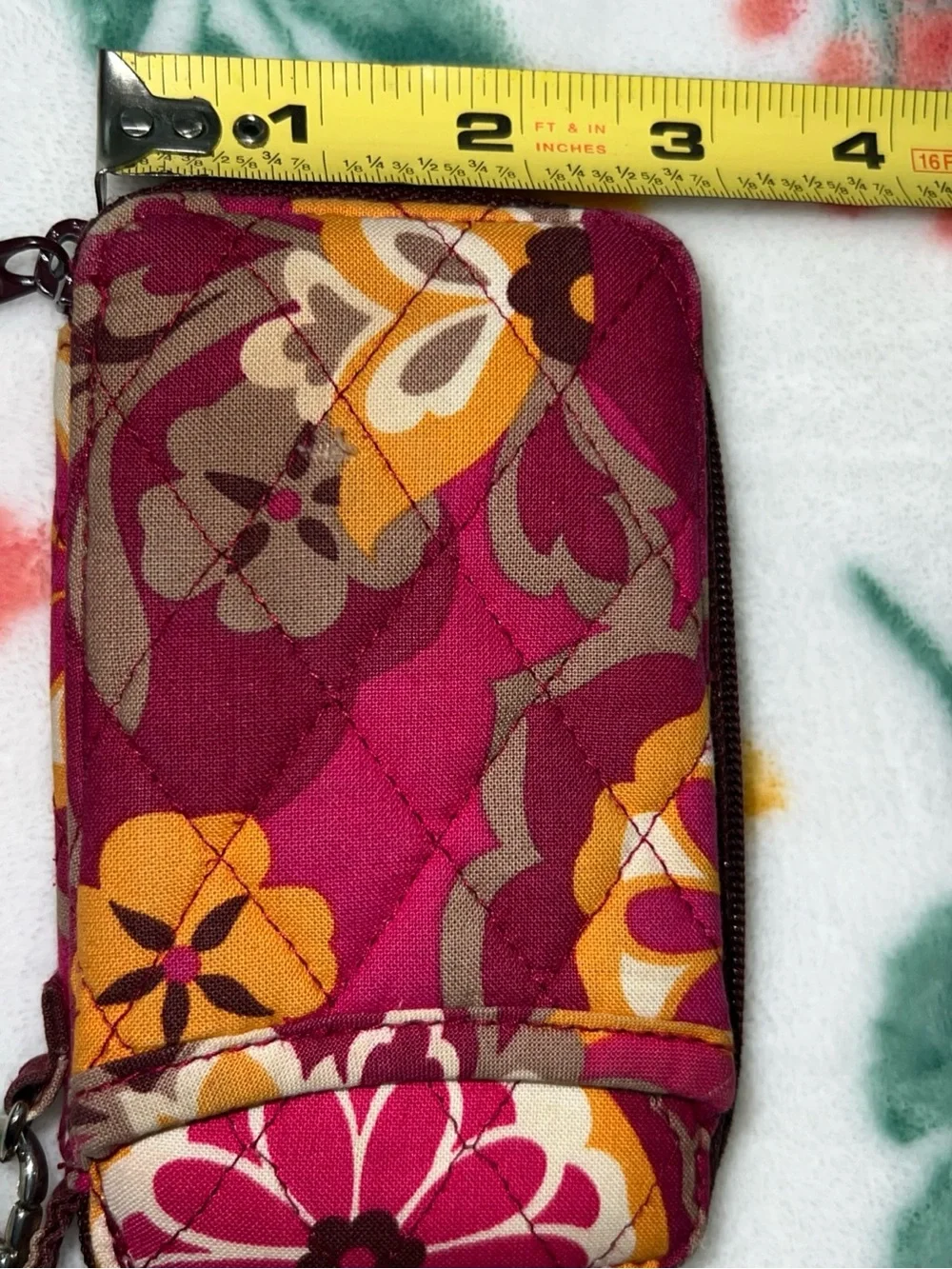 Vera Bradley Quilted Floral Wristlet Wallet - Magenta, carnaby zipper.pocket